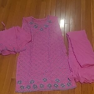 Pink Embellished 3 Piece Dress Indian